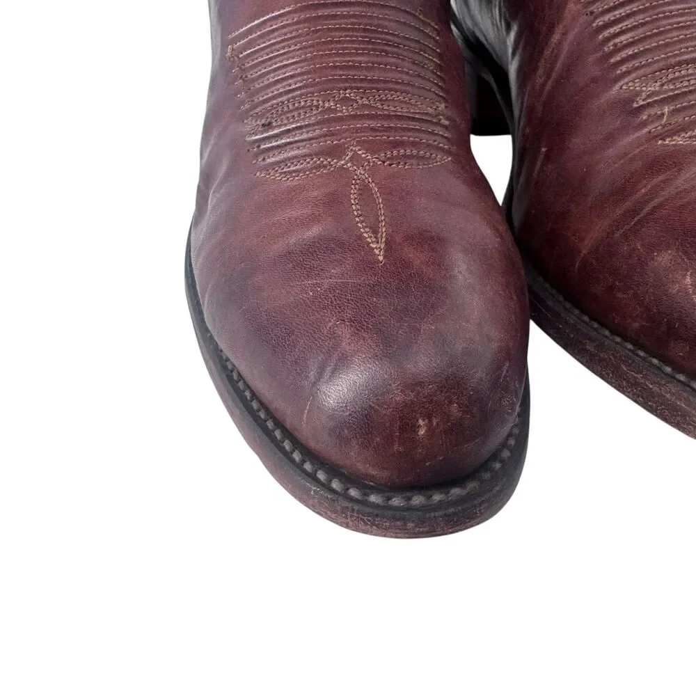 Lucchese Men's 10 EE Ranch Hand Leather Cowboy Boots N1596R Tan Burnished